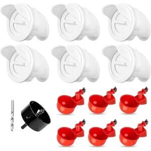 Chicken Feeder & Chicken Waterer Cup, 6pcs No Waste Chicken Feeder for Buckets